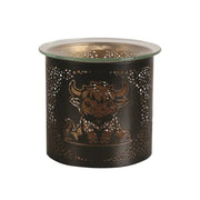 Tealight Wax Melter and Candle Holder - Black & Gold Silhouette Highland Cow - Something Different Gift Shop