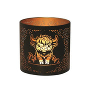 Tealight Wax Melter and Candle Holder - Black & Gold Silhouette Highland Cow - Something Different Gift Shop