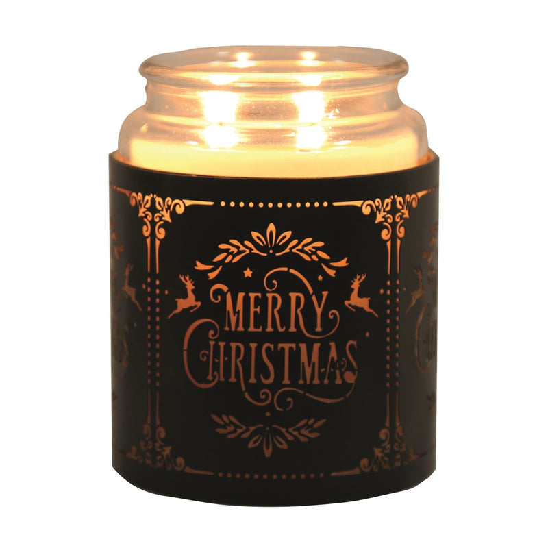 Tealight Wax Melter and Candle Holder - Black & Gold Silhouette Merry Christmas - Something Different Gift Shop
