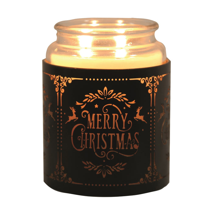 Tealight Wax Melter and Candle Holder - Black & Gold Silhouette Merry Christmas - Something Different Gift Shop