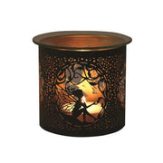Tealight Wax Melter and Candle Holder - Black & Gold Silhouette Seated Fairy - Something Different Gift Shop