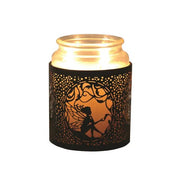 Tealight Wax Melter and Candle Holder - Black & Gold Silhouette Seated Fairy - Something Different Gift Shop