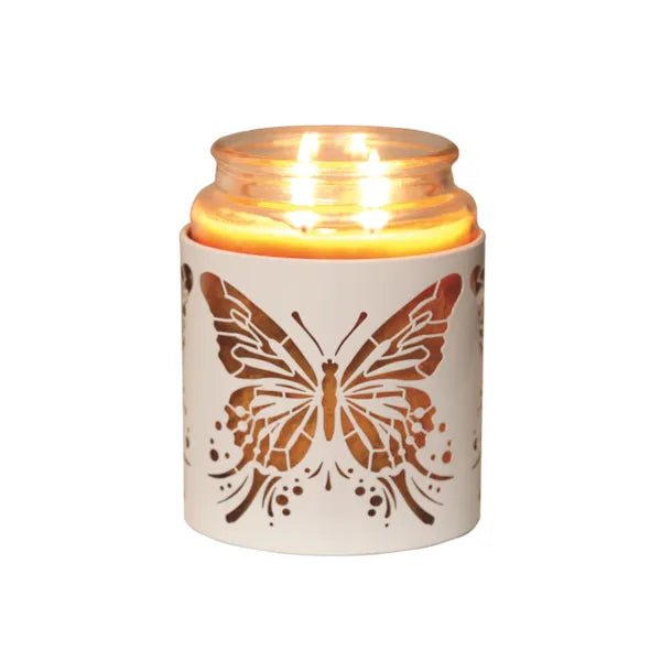 Tealight Wax Melter and Candle Holder - White & Gold Silhouette Butterfly - Something Different Gift Shop