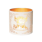 Tealight Wax Melter and Candle Holder - White & Gold Silhouette Highland Cow - Something Different Gift Shop