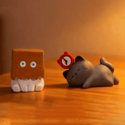 Hide-and-Seek Kitty and Sleepy Kitty resin figures from The Cat Come Series