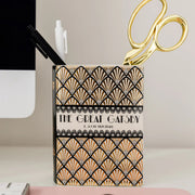 Great Gatsby art deco book vase with fan motif and gold detailing