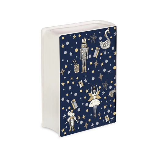 Back of The Nutcracker small book vase with ballerina, nutcracker, mouse and stars