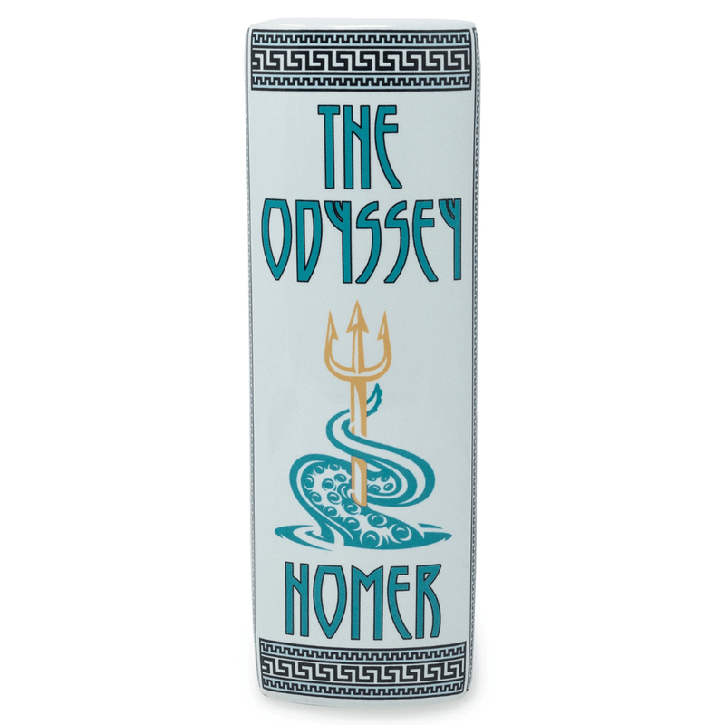 Spine view of The Odyssey large ceramic book vase by Homer
