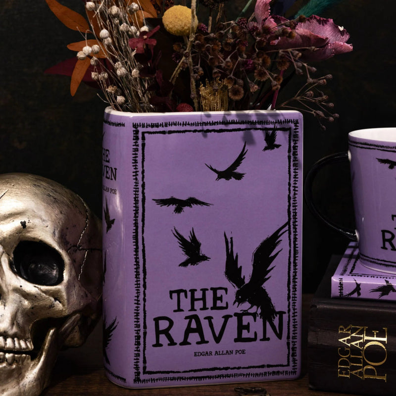 The Raven book-shaped vase styled with flowers