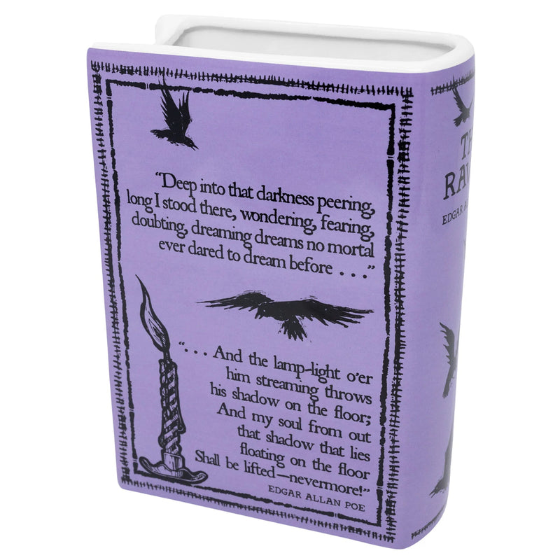 Back of The Raven book vase with dark literary artwork