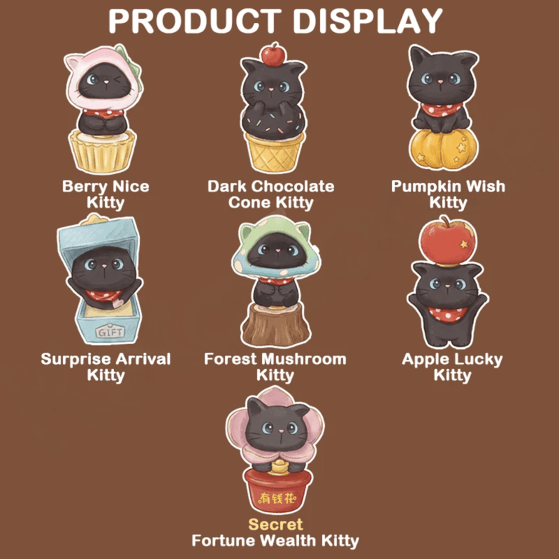 ThingsWoo Wonderful Adventure character lineup with six regular kitties and secret Fortune Wealth Kitty