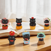 Wonderful Adventure regular and secret cat blind box figures displayed together