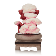 Tokidoki Cherry Blossom Serenity collectible shown from behind, revealing fluffy pink sakura blooms and wood-grain Unicorno trunk.
