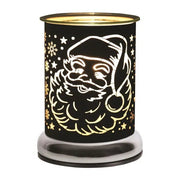 Touch electric wax melt burner, black Santa silhouette glowing, 17cm