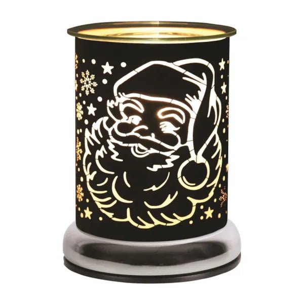 Touch electric wax melt burner, black Santa silhouette glowing, 17cm