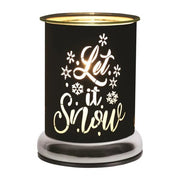 Touch electric wax melt burner with glowing black Let It Snow silhouette, 17cm