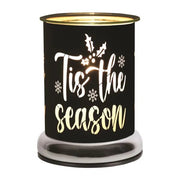 Touch electric wax melt burner with glowing black ’Tis the Season silhouette, 17cm