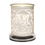 Touch electric wax melt burner with glowing white Santa silhouette, 17cm
