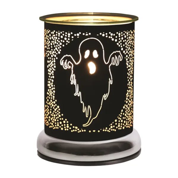 Ghost-themed Halloween touch wax melt burner with glowing cut-out

