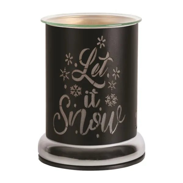 Black Let It Snow silhouette touch-control wax melt burner, unlit, 17cm