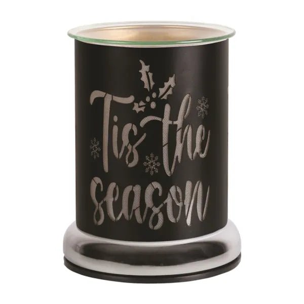 Black ’Tis the Season silhouette touch-control wax melt burner, unlit, 17cm