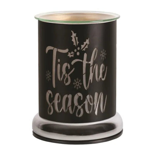 Black ’Tis the Season silhouette touch-control wax melt burner, unlit, 17cm