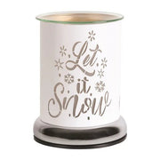 White Let It Snow silhouette touch-control wax melt burner, unlit, 17cm