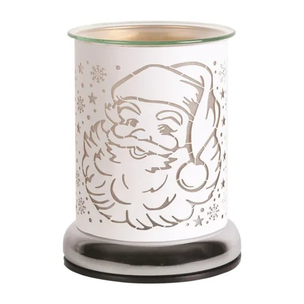 White Santa silhouette touch-control wax melt burner, unlit, 17cm