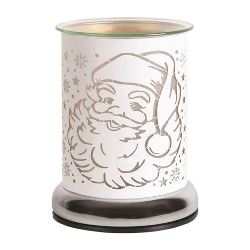 White Santa silhouette touch-control wax melt burner, unlit, 17cm