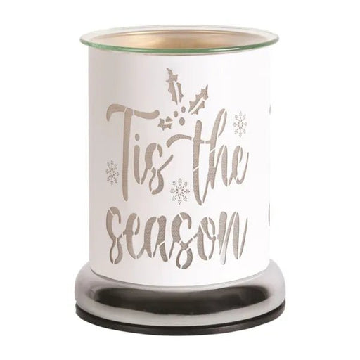 White ’Tis the Season silhouette touch-control wax melt burner, unlit, 17cm