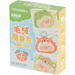 ToyZero Lulu the Piggy Plush Pouch blind box packaging showing animal face pouch designs and character styles on a blue and yellow box