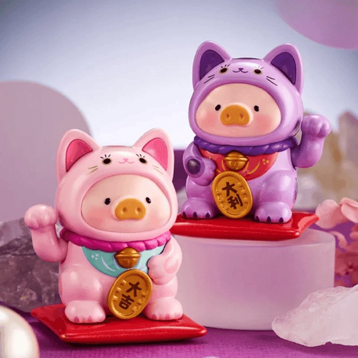 LuLu the Piggy Lucky Cat Series Love Paws and Wise Paws figures