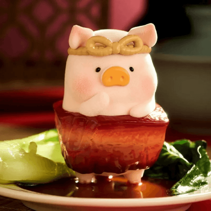 TOYZEROPLUS LuLu the Piggy Lu's Table Series Blind Box Braised Pork mini figure on a glossy pork base