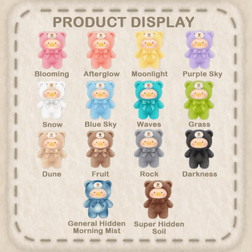 LuLu the Piggy Teddy Mini’s Whispers of Nature product display showing all regular and hidden designs