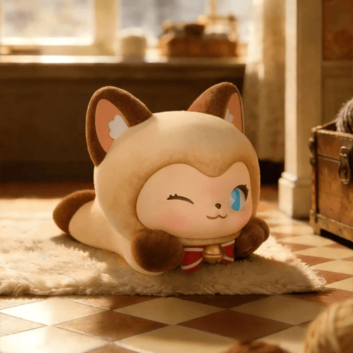 TOYZEROPLUS MOFFY’s Magic Furry Mewky Pal Meowty blind box figure lying down and winking