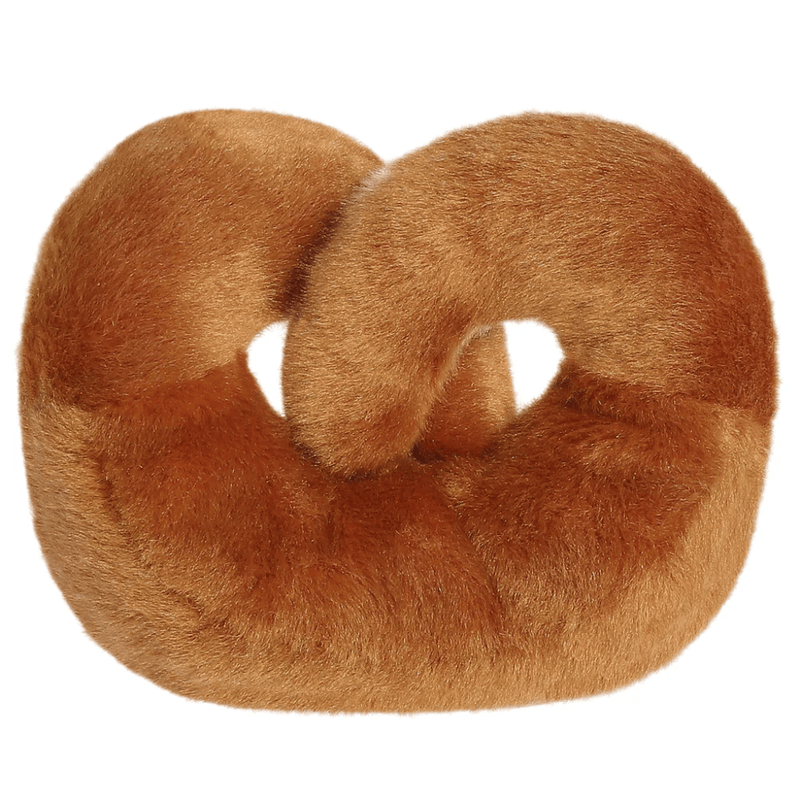 Back view of Palm Pals Twist Pretzel brown plush soft toy
