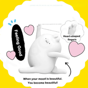 Ugly Rabbit’s Inner Drama Series blind box figure in Feeling Good pose with one arm raised and heart-shaped fingers