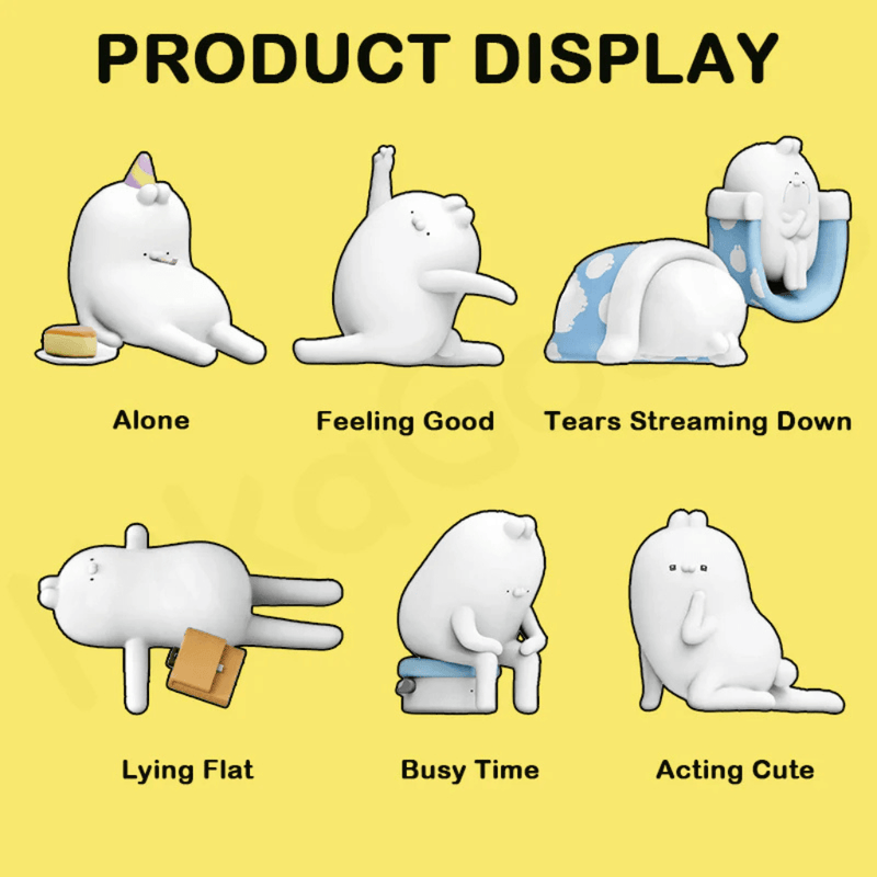 Ugly Rabbit’s Inner Drama Series product display showing all 6 collectible blind box figure designs