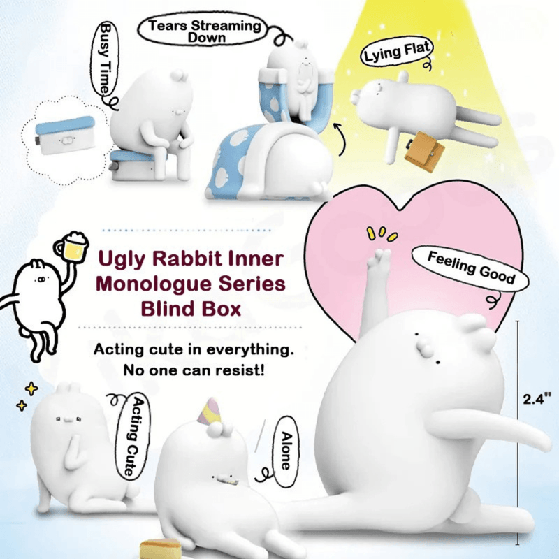 Promotional image for Ugly Rabbit’s Inner Drama Series blind box showing multiple poses and series title