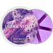 Ultra Violet segmented wax melt pot with purple wax segments and violet bubble-style label design