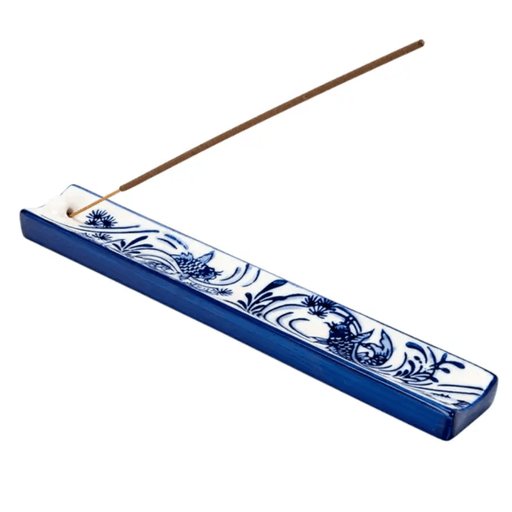 Blue koi fish ceramic incense holder ash catcher tray by Urban Tokyo