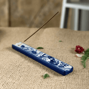 Urban Tokyo blue koi fish handpainted ceramic incense holder with incense stick