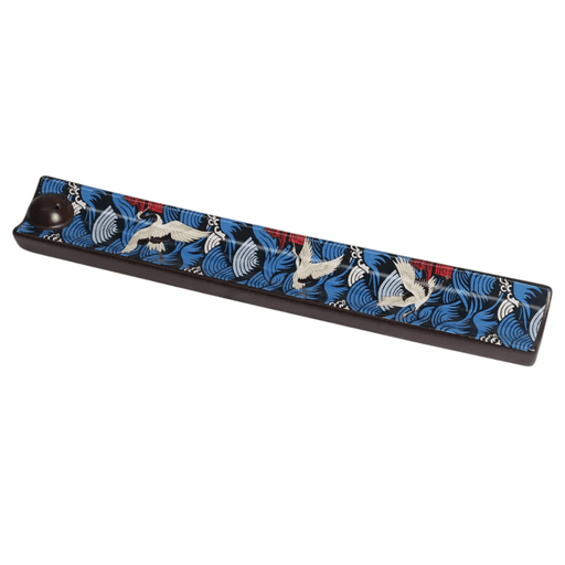 Japanese crane waves ceramic incense holder ash catcher tray by Urban Tokyo