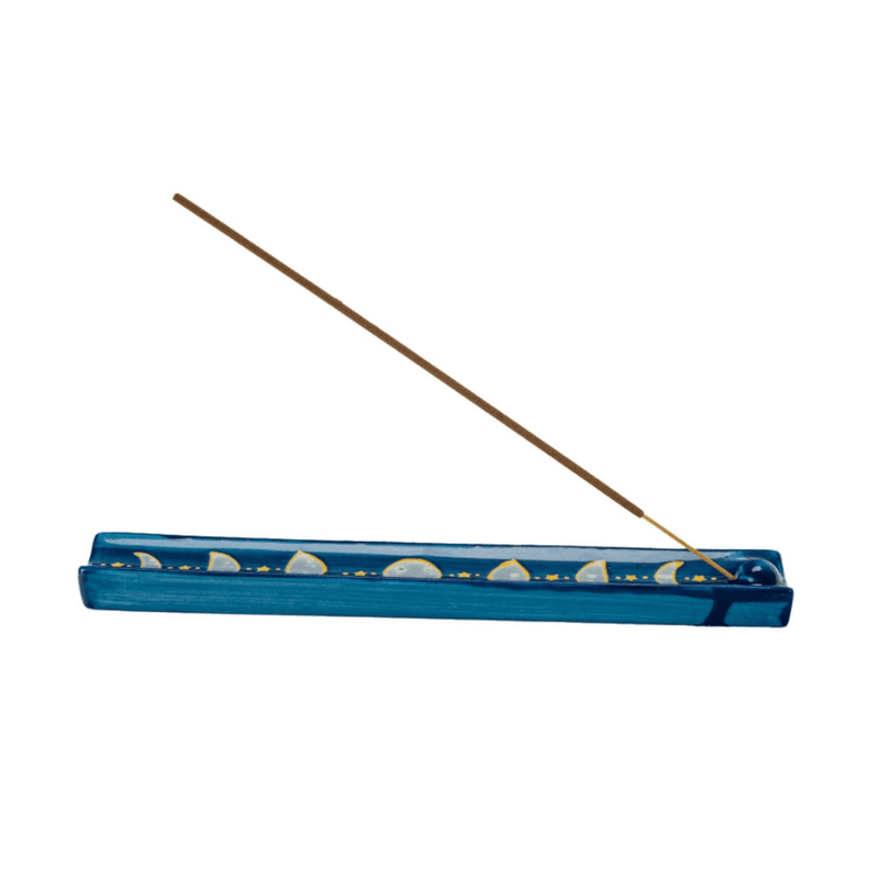 Moon phase ceramic incense holder with incense stick by Urban Tokyo