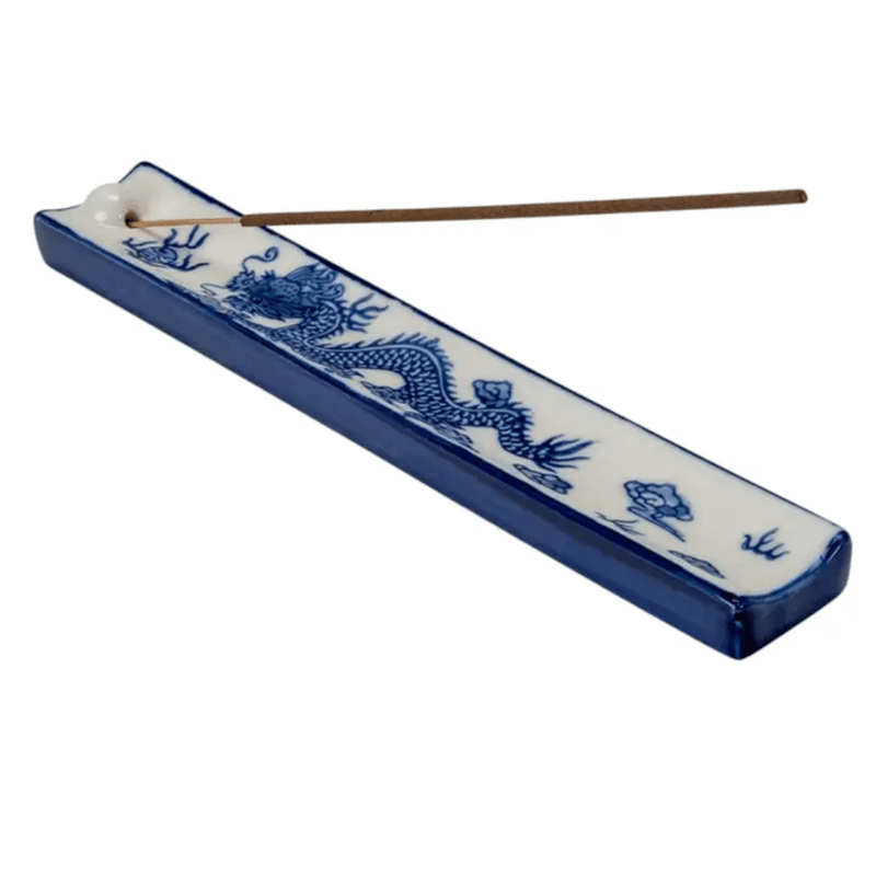 Urban Tokyo Ryu dragon handpainted ceramic incense holder with incense stick