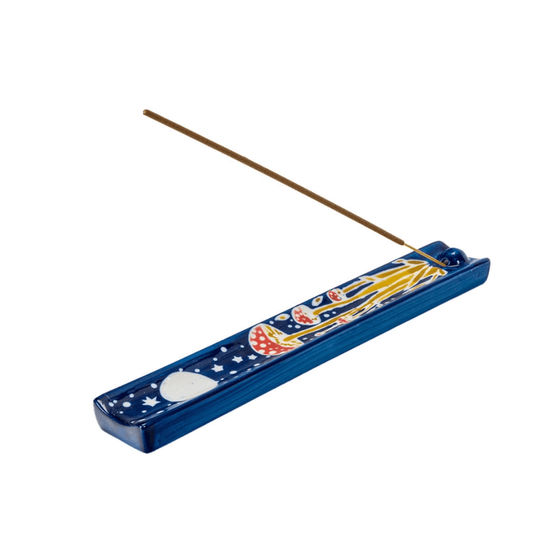 Blue toadstool ceramic incense ash catcher tray by Urban Tokyo