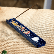 Urban Tokyo toadstool ceramic incense holder styled on woven surface