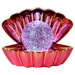 Metallic pink colour changing LED clam lamp with glowing glitter pearl ball inside an open seashell.