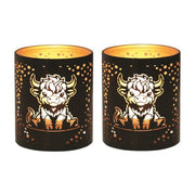 Votive Candle Holder – Black and Gold Highland Cow - Something Different Gift Shop