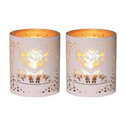 Votive Candle Holder – White and Gold Highland Cow - Something Different Gift Shop